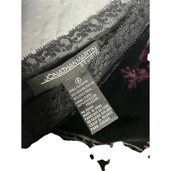 Vintage Jonathan Martin Burnout Velvet Semi-Sheer Floral Lace Trim Dress 8 - Picture 9 of 10